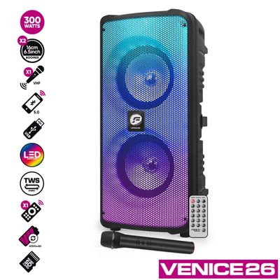 5407008510466-Festisound Venice26 - Enceinte autonome sur batterie avec micro et télécommande - led rvb - 300 watts--0