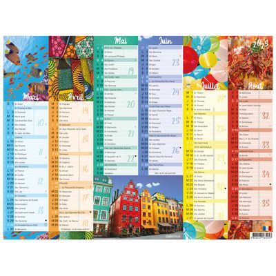 3664447165264-Calendrier Color Story - 6 mois par face - 40,5 x 55 cm - Oberthur--0