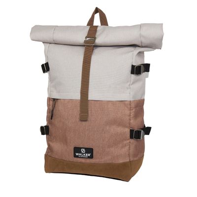 9002638235060-Sac à dos Walker Roll up Eco - 2 compartiments - gris clair/marron - Carpentras--0