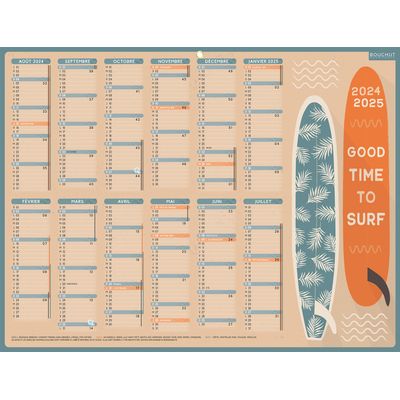 3592930023916-Calendrier Emploi du temps effaçable - 12 mois sur une face - 32 x 42 cm - Bouchut--0