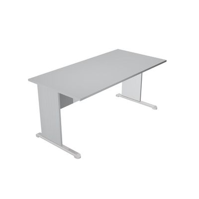 7331920000478-Bureau droit Trend - L140 - Pieds bois - plateau gris--0