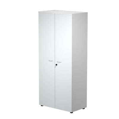 0404052257755-Bibliothèque haute Trend - L80xP44xH180 cm - 2 portes en mélaminé avec serrure - gris--0