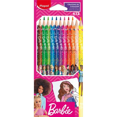 3154148622079-Maped Licence Barbie - 12 Crayons de couleur en pochette carton--0