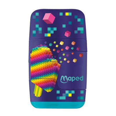 3154140492236-Maped Pixel Party - Taille-crayons gomme Connect 2 usages--0
