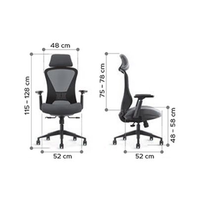 0404051884693-Fauteuil de bureau DESIGNER - Accoudoirs réglables - Appuie-tête - gris et noir--4