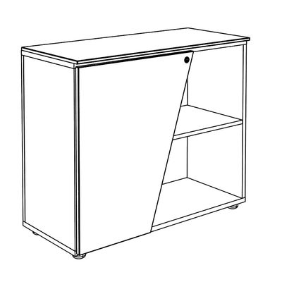 3253310544437-Armoire basse KHEOPS  - porte à gauche - structure carbone - finition imitation noyer--1