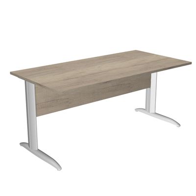 7331920009372-Bureau droit Trend - L160 - Pieds métals - plateau imitation chêne canadien - pied alu--0