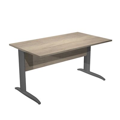 7331920009488-Bureau droit Trend - L140 - Pieds métals - plateau imitation chêne canadien - pied anthracite--0