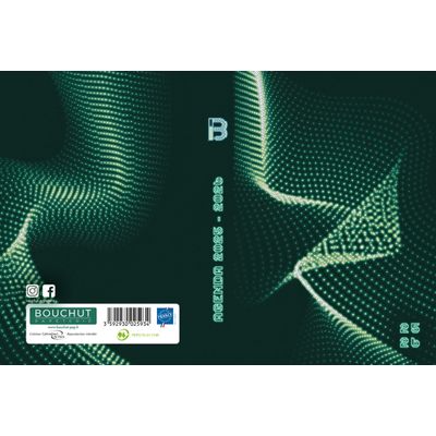 3592930025934-Agenda RDC reliure intégra année scolaire BOUCHUT "Techno" 12,5 x 17,5 cm coloris vert PEFC 70 % --1