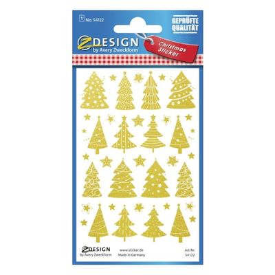 4004182541227-Avery - 38 stickers en sachet - 160x83x1 - étoiles et sapins dorés--0