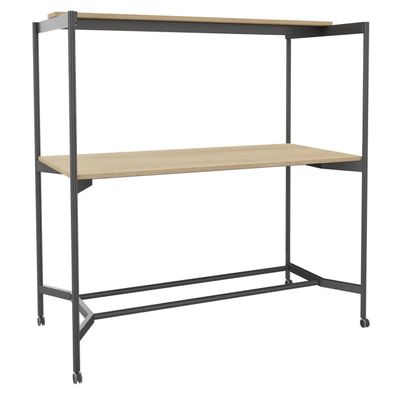 3253310546899-Table Coworking ELKI - L180 - plateau imitation chene clair - pied carbone--0