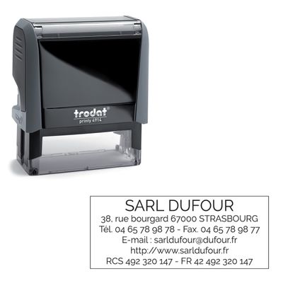 0092399528302-Tampon personnalisé avec 6 lignes - zone d'impression 64 x 26 mm - Trodat Printy 4914 gris--1