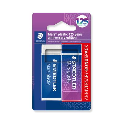 4007817167465-STAEDTLER Mars® plastic 526 50 - Blister 2 gommes blanche et couleur bleu/lilas sans latex 65 x 23 x 13 mm - Edi--0