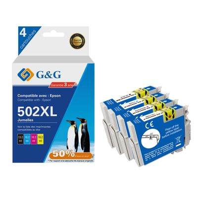 6941881289525-Cartouche compatible Epson 502XL Jumelles - Pack de 4 - noir, cyan, magenta, jaune - G&G--0