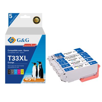 6941881288993-Cartouche compatible Epson 33XL Orange - Pack de 4 - noir, cyan, magenta, jaune - G&G--0