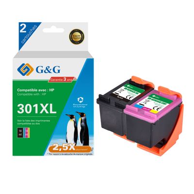 6937173408132-Cartouche compatible HP 901 - Pack de 3 - cyan, magenta, jaune - G&G--0