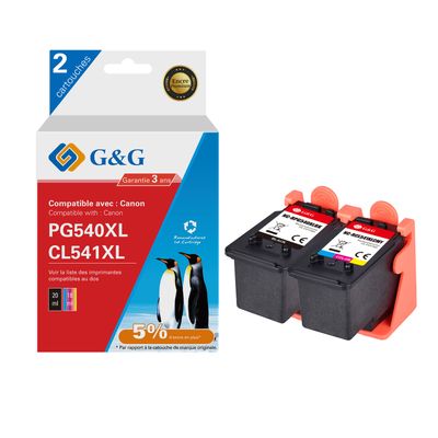 6941881289761-Cartouche compatible Canon PG-540XL/CL-541XL - Pack de 4 - noir, cyan, magenta, jaune - G&G--0
