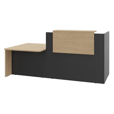 0404052435894-Banque d'accueil OLA - Ensemble composé d'un module haut + un module PMR et d'une tablette chêne clair - L222,5 cm - carbon--0