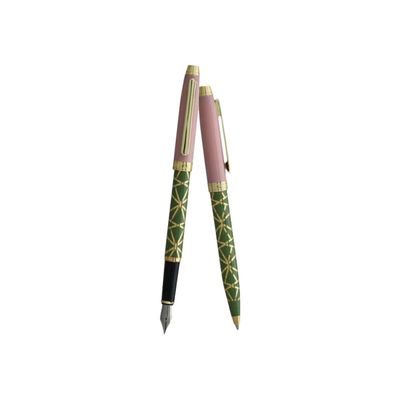 3219918262630-Enzo Varini Taormina XL Nakara - Parure de stylo à bille et stylo plume - rose et vert-Avant-0