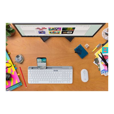 5099206085657-Logitech Pebble M350 - souris sans fil silencieuse - blanc cassé-Haut-9