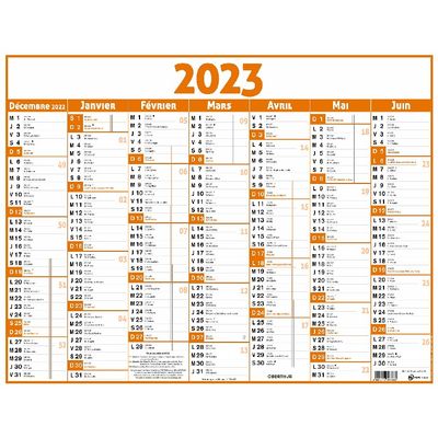 3664447135946-Oberthur Classique - Calendrier 7 mois par face - 32 x 42 cm - orange-P_405120437_1-0