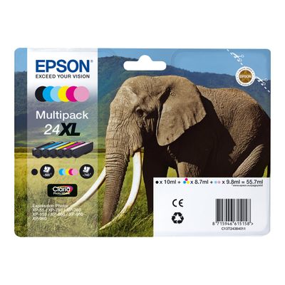 0000005111848-Epson 24XL Elephant - Pack de 6 - noir, cyan, magenta, jaune, cyan clair, magenta clair - cartouch-Avant-3