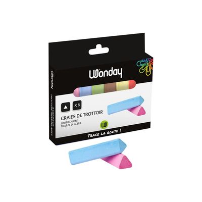 3701254703392-Wonday - 8 Craies triangulaires - couleurs assorties-Angle gauche-0