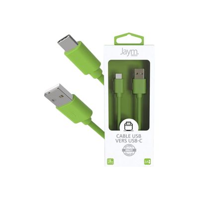 3701263512534-JAYM POP Collection - Câble USB vers USB-C - 1.5 m - vert-Angle droit-0