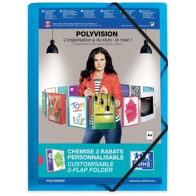 3045054800340-Oxford Polyvision - Chemise personnalisable à rabats - A4 - disponibles dans différentes couleurs tra--1