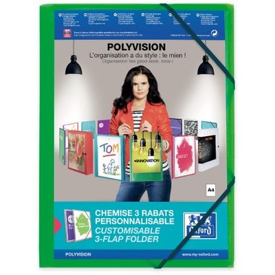 3045054800340-Oxford Polyvision - Chemise personnalisable à rabats - A4 - disponibles dans différentes couleurs tra--3