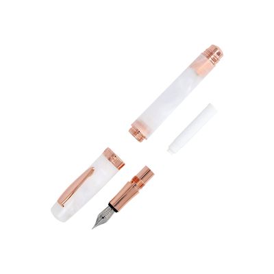 4014421440327-Online Bohemian Art - Stylo plume - blanc/rose - pointe moyenne-Gros plan-2