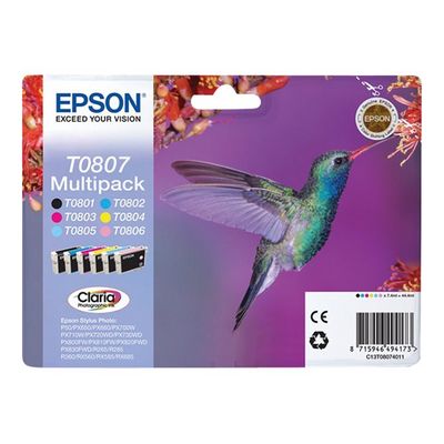 8715946330723-Epson T0807 Colibri - Pack de 6 - noir, cyan, cyan clair, magenta, magenta clair, jaune - cartouch-Avant-1