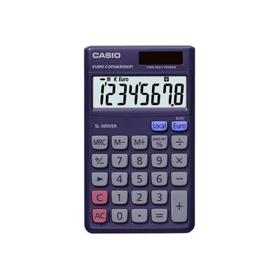 4971850188742-Calculatrice de poche Casio SL-300VER - 8 chiffres - alimentation batterie et solaire-Avant-0