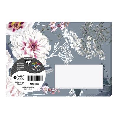3329680550344-Pollen Botanic Garden Collection - 20 Enveloppes - 114 x 162 mm - bleu foncé-Avant-0