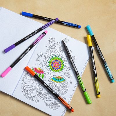 3086123671553-BIC Intensity - Kit d’Écriture avec 8 Stylos Feutres (4 pointe fine et 4 pointe moyenne) + 1 Carnet de Notes « B--2