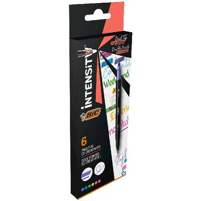 3086123681347-BIC Intensity Dual Tip - 6 Feutres Surligneurs double pointe - couleurs assorties--1