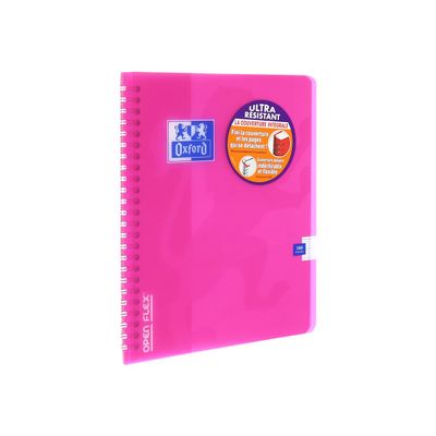3020121072868-Oxford Openflex - Cahier polypro à spirale 17 x 22 cm - 180 pages - grands carreaux (Seyes) - disponib-Angle gauche-8