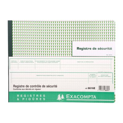 3130630066163-Exacompta - Registre des contrôles de santé et de sécurité au travail - 24 x 32 cm-Arrière-1