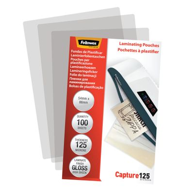 0400000530635-Fellowes - 100 pochettes de plastification (54 x 86 mm) - 125 microns - brillantes --3
