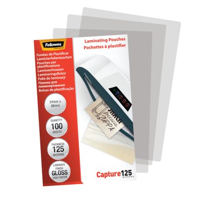 0400000530635-Fellowes - 100 pochettes de plastification (54 x 86 mm) - 125 microns - brillantes --4