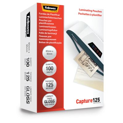 0400000530673-Fellowes - 100 pochettes de plastification (65 x 95 mm) - 125 microns - brillantes --1