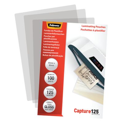0400000530673-Fellowes - 100 pochettes de plastification (65 x 95 mm) - 125 microns - brillantes --2