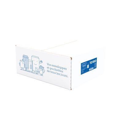 3240189213571-La Couronne - 500 Enveloppes DL 110 x 220 mm - 80 gr - fenêtre cristal 35x100 mm - blanc - autocollant--0