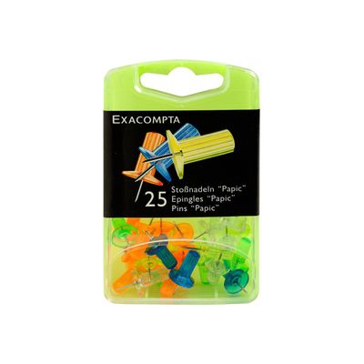 3364220149459-Exacompta - 25 Épingles papic - 10 mm - couleurs transparentes assorties-Avant-1