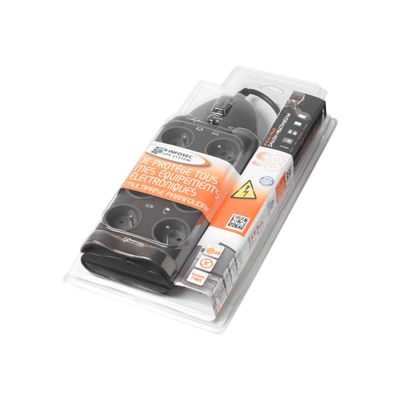 3700085612729-INFOSEC S8 - Multiprise parafoudre 8 prises - parasurtenseur 2500 W-Angle droit-1