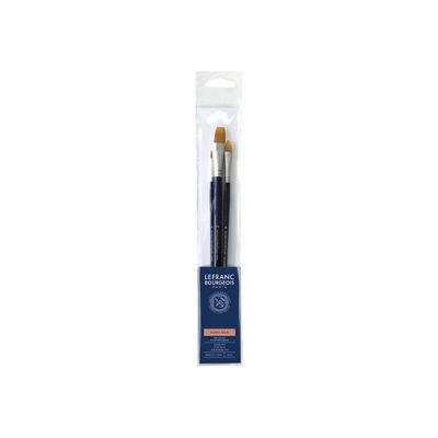 3013643002406-Lefranc Bourgeois - Pack de 3 pinceaux - usé bombé, rond, plat - taille : 4/8/14-Avant-0
