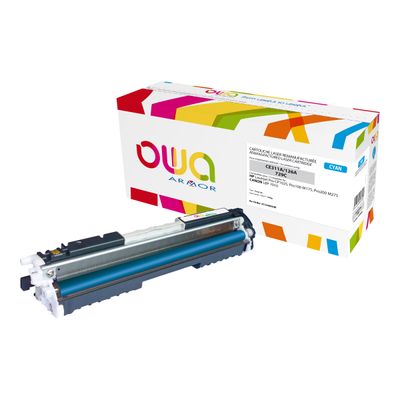 3112539607326-Cartouche laser compatible HP 126A - cyan - Owa K15409OW-Angle gauche-0