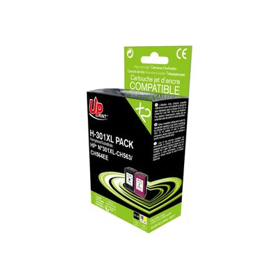 3584770903695-Cartouche compatible HP 301XL - pack de 2 - noir, cyan, magenta, jaune - Uprint-Angle droit-0