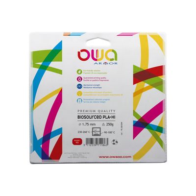 3112539711863-OWA - Filament 3D PLA-Hi - rouge - Ø 1,75 mm - 250g-Avant-0