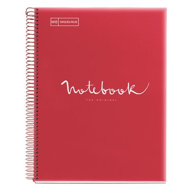 8422593460603-Notebook Emotions, couverture souple, A4, quadrillage 5x5 mm, 80 feuilles de 1 couleur, Miquelrius, Rou--0